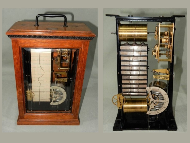 Barógrafo de banda magnética. Hacia 1920