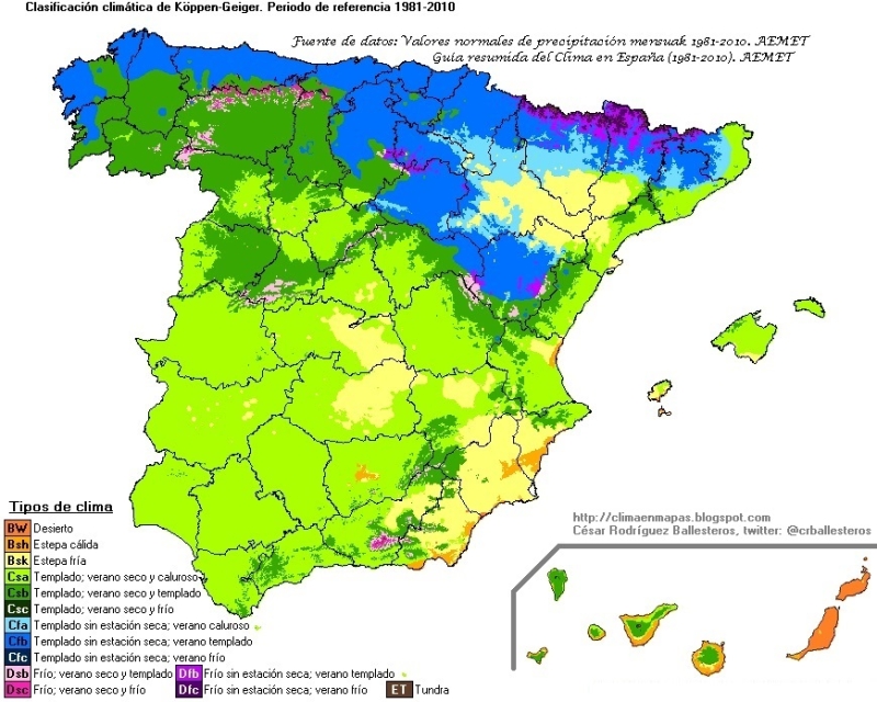 Evolución de los climas de Köppen-Geiger en España (1951-2020)