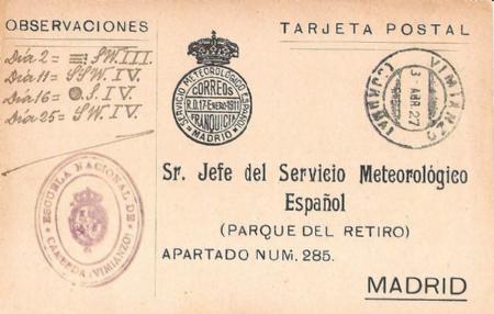 Tarjetas Postales con Franquicias del Servicio Meteorológico Nacional