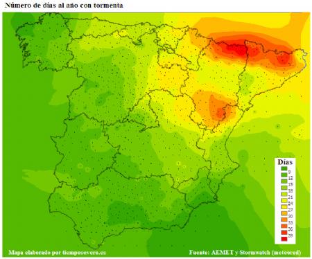 Climatología de tormentas en España
