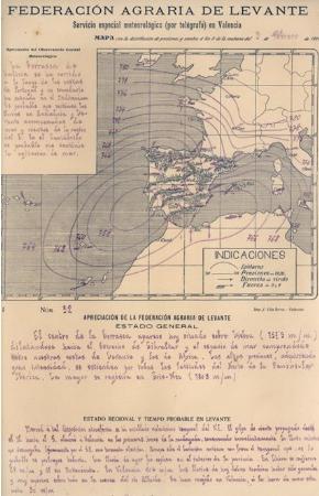 100 años del Servicio Meteorológico de la Federación Agraria de Levante: El inicio de las redes de observación y las primeras predicciones regionales en la Península Ibérica